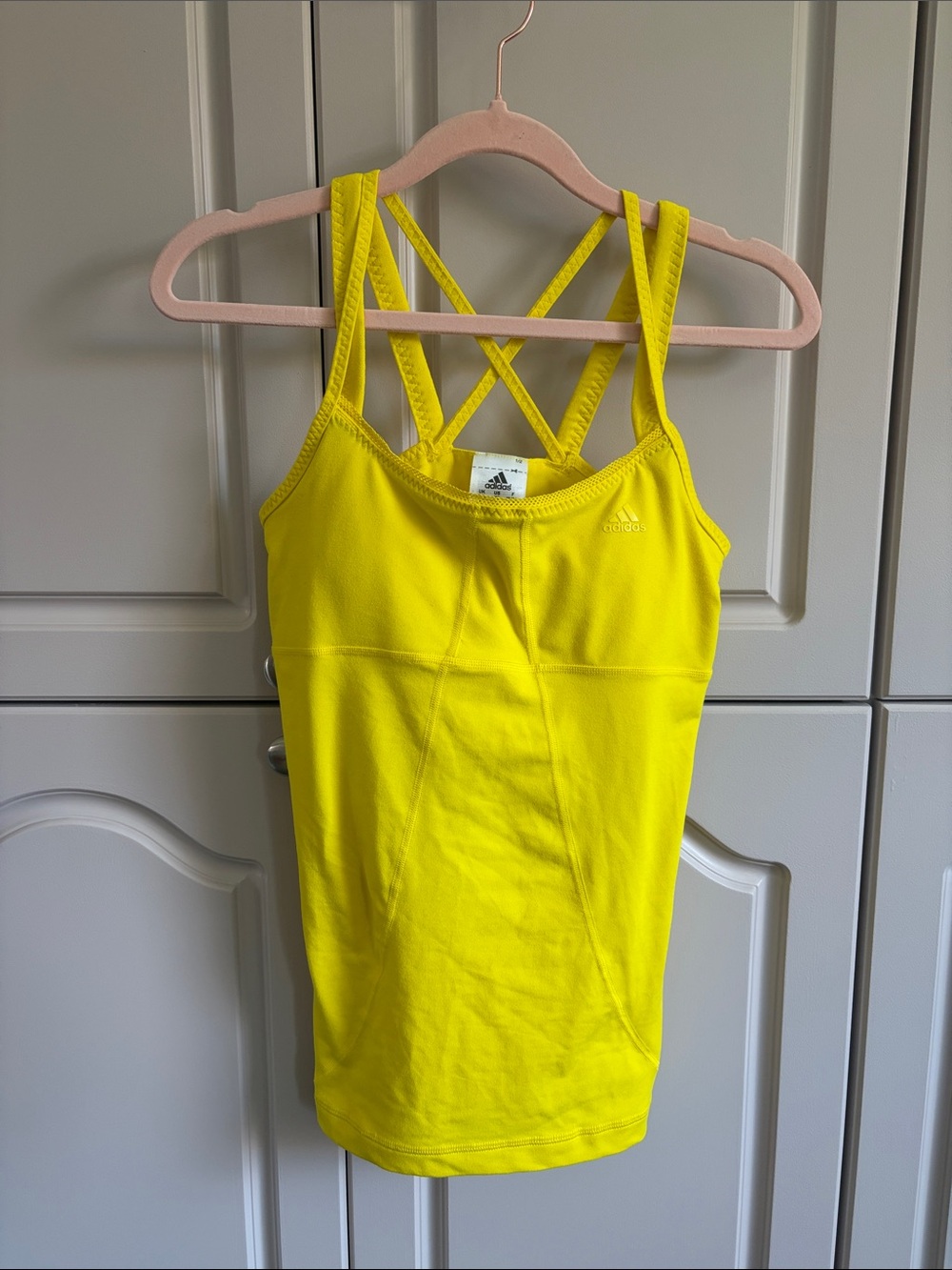 Adidas Bright Yellow Sports Tank Top with Built In Bra - Size XS